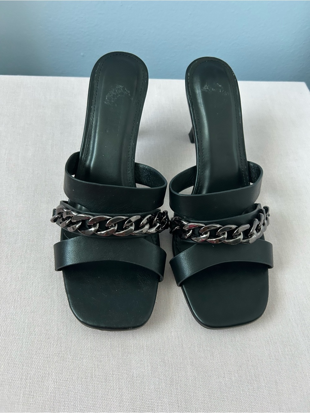 Jason Wu Black Chain-Trim Slide Mules